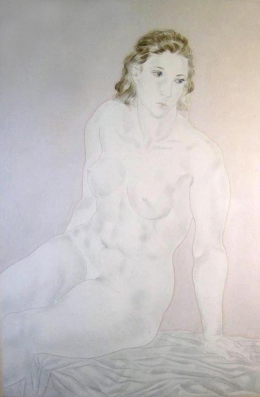 藤田嗣治　座る裸婦1930年　絵画（銅版画）作品